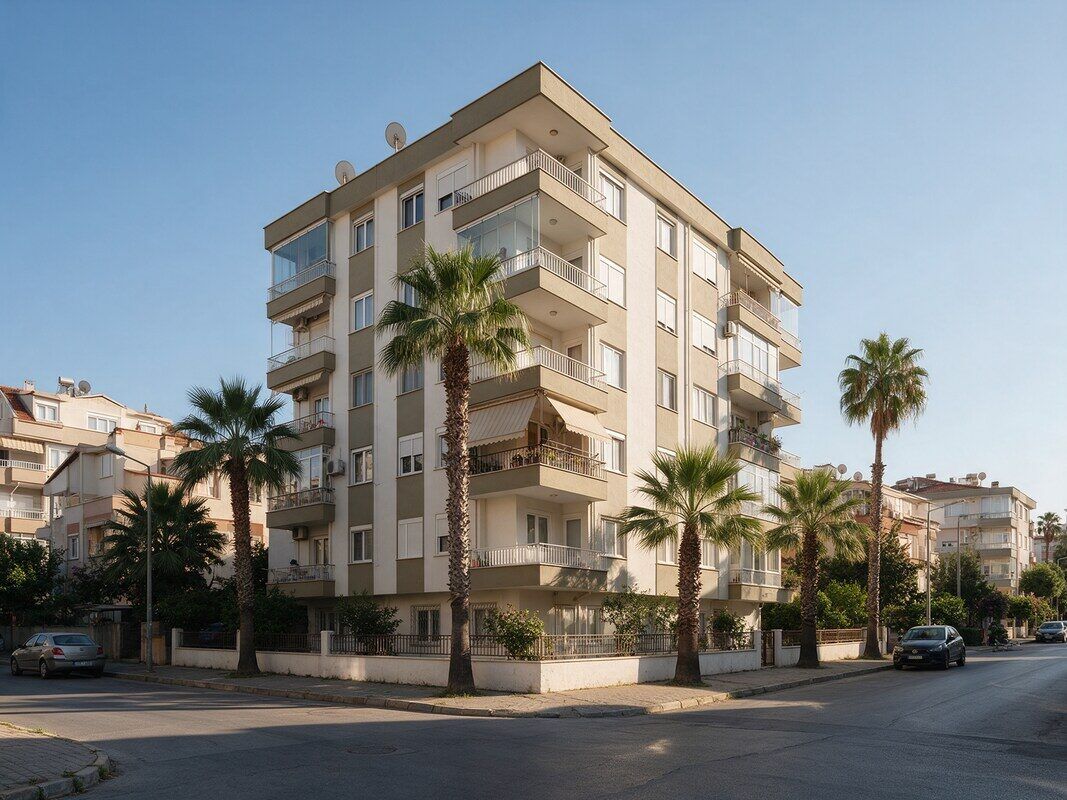 Palmiyeli sokakta altı katlı apartman